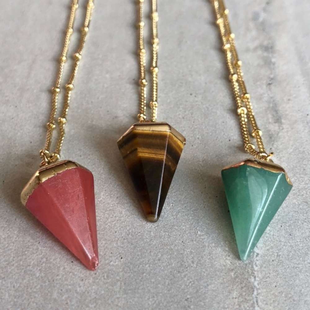 Boho Crystal Pendant 14K Gold Plated--Made in USA